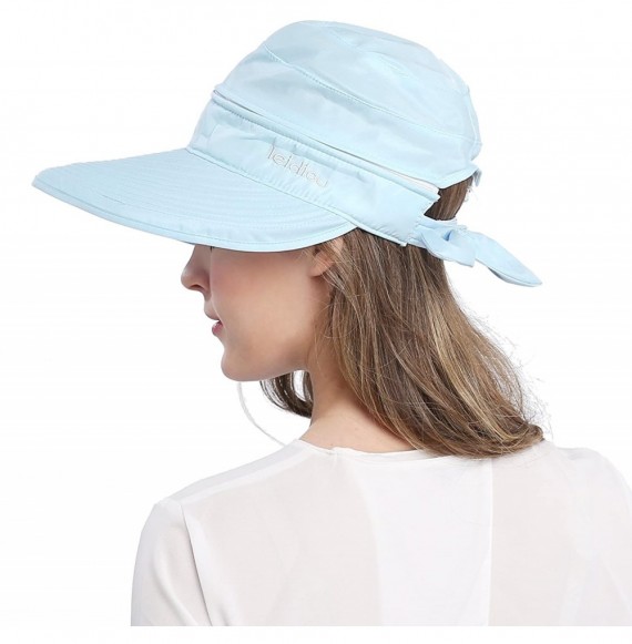 Sun Hats Wide Large Brim Sun Hat Summer UV Protection Thin Hat 2 in 1 Beach Sun Hat - Blue - CS12NA4JTRK