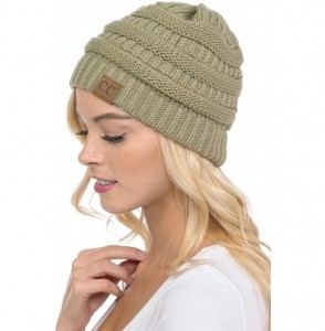 Skullies & Beanies Women's Thick Soft Knit Beanie Cap Hat - New Sage - CJ18XL9Z3KH