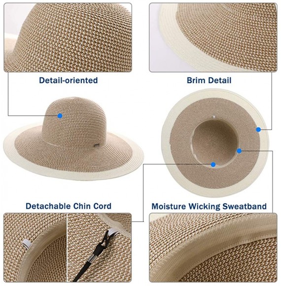 Sun Hats Floppy Straw Sun Hat UPF 50 Wide Brim Beach Summer Hats Packable - 00768red - C8196OKZM3N