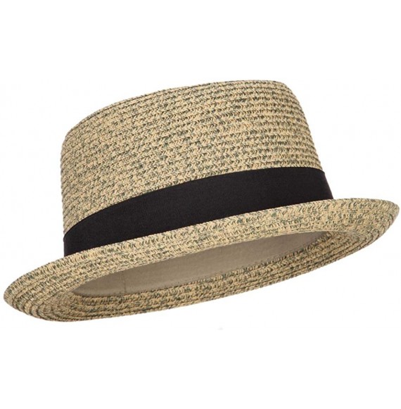 Fedoras Ladies Pork Pie Fedora Hat with Wide Band - Olive Tan - C318QW4OZKW