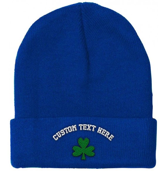 Skullies & Beanies Custom Beanie for Men & Women Shamrock Embroidery Acrylic Skull Cap Hat - Royal Blue - CW18ZS3T32R