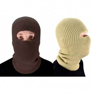 Balaclavas Unisex Thick Knit One Hole Ninja Balaclava Snowboarding Face Mask - Brown/Taupe - CP12MXNVGMI