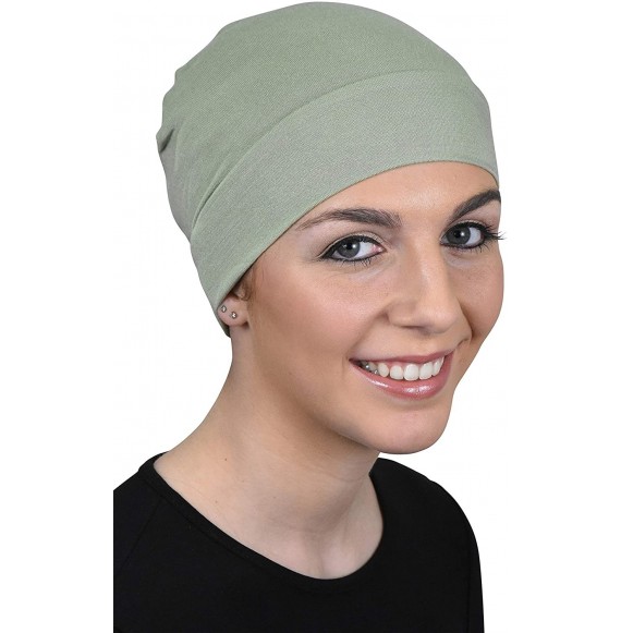 Skullies & Beanies Womens Soft Sleep Cap Comfy Cancer Wig Liner & Hair Loss Cap - Light Green - CG18CLC7H4S