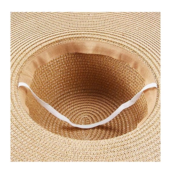 Sun Hats Women' s Summer Pure Sunshade Straw Cap Floppy Big Bow Knot Beach Sun Hat 002 - Beige - CY18SUHMX9K