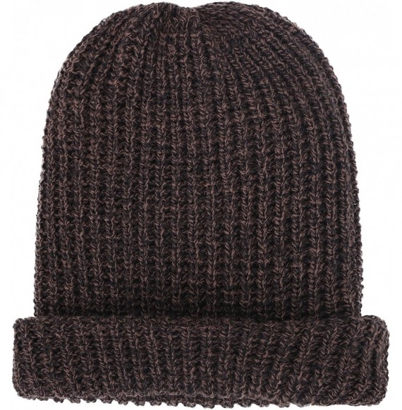 Skullies & Beanies Men's/Women's Slouchy Soft Knit Daily Beanie Solid Color Skull Hat Cap - Mix Brown - C118K23YISD