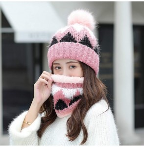 Skullies & Beanies 2 Piece Set Women Skull Beanie Snow Ski Hat Neck Circle Scarf Balaclavas Winter Knit Fleece Cap Cold Weath...