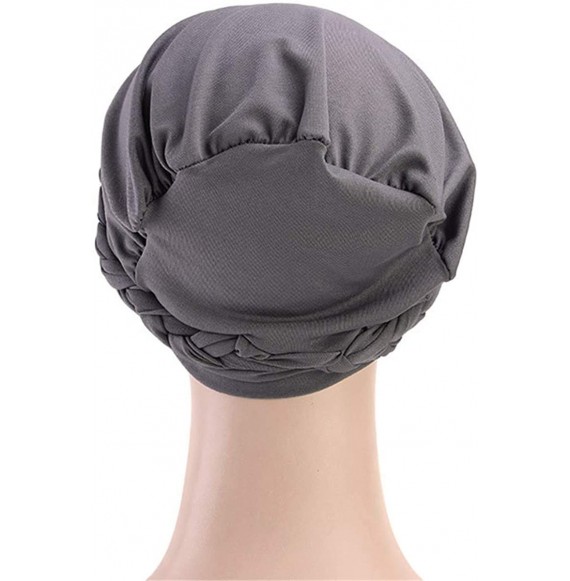 Skullies & Beanies Chemo Cancer Turbans Cap Twisted Braid Hair Cover Wrap Turban Headwear for Women - Single Braid Orange - C...