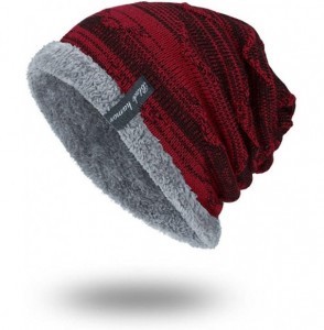 Skullies & Beanies Unisex Knit Cap Women Hedging Head Hat Beanie Cap Warm Outdoor Fashion Acrylic Hat - Wine Red - CI18HSS8Z39