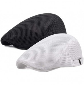 Newsboy Caps Men Breathable mesh Summer hat Newsboy Beret Ivy Cap Cabbie Flat Cap - C-black/White - C7183O3T4NN