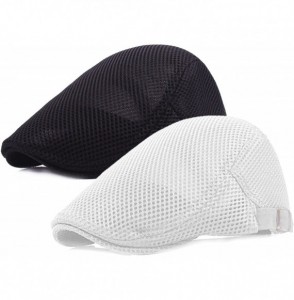 Newsboy Caps Men Breathable mesh Summer hat Newsboy Beret Ivy Cap Cabbie Flat Cap - C-black/White - C7183O3T4NN