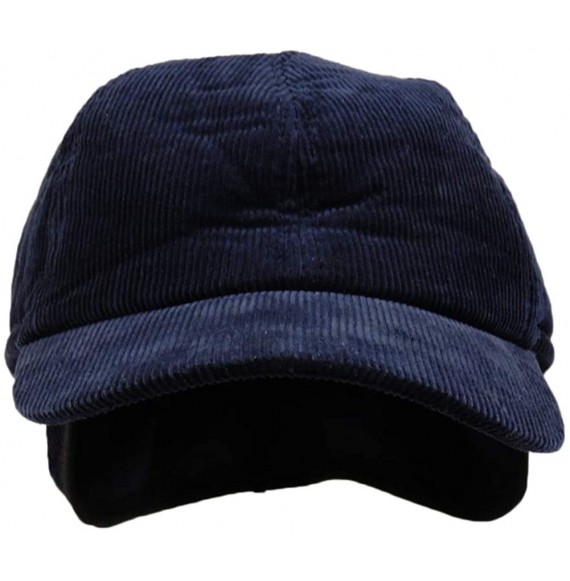 Baseball Caps MegaCap Men's Corduroy Winter Baseball Cap w/Earflaps Medium Navy Blue - CE11RLZ8JIJ