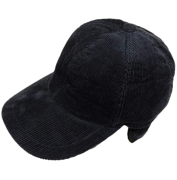 Baseball Caps MegaCap Men's Corduroy Winter Baseball Cap w/Earflaps Medium Navy Blue - CE11RLZ8JIJ