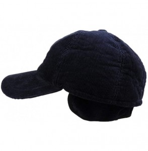 Baseball Caps MegaCap Men's Corduroy Winter Baseball Cap w/Earflaps Medium Navy Blue - CE11RLZ8JIJ