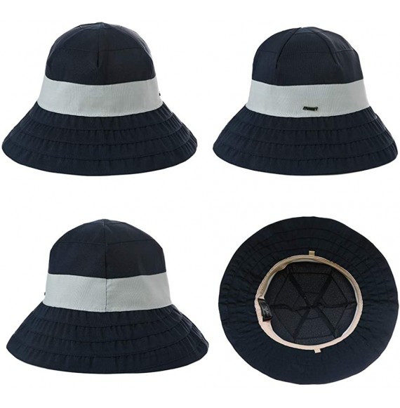 Sun Hats Womens UPF50+ Summer Sunhat Bucket Packable Wide Brim Hats w/Chin Cord - 00046_navy Blue - C018U2ZNN5N