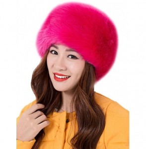 Skullies & Beanies Faux Fur Warm Hat for Women Russian Cossack Style Winter - Rose Red - C6128TE8VOH