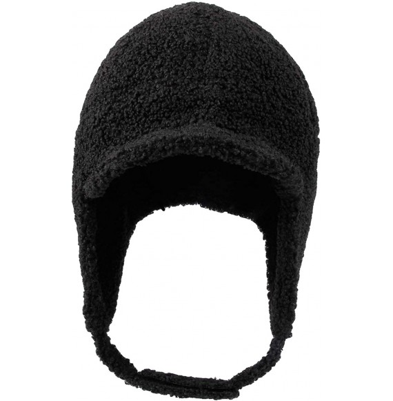 Baseball Caps Visor Ear Flap Hat Winter Fleece Warm Trapper Cap SLT1249 - Black - C31935QKT3R