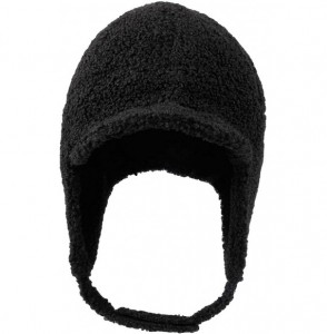 Baseball Caps Visor Ear Flap Hat Winter Fleece Warm Trapper Cap SLT1249 - Black - C31935QKT3R