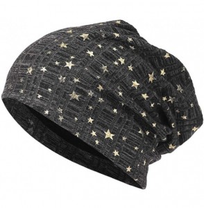 Skullies & Beanies Cold Weather Hats- Full Five-Star Male and Female Five-Pointed Star Knit Hat Pile Cap Ear Protector. - Bla...