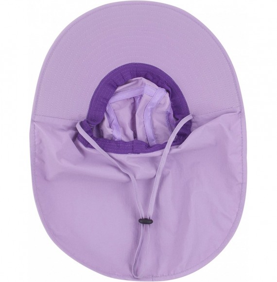 Sun Hats Kids Girls Boys Sun Hat Wide Brim UPF50+ Mesh Hats with Neck Flap - Purple - C9194TH97ZC