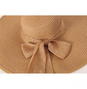 Sun Hats Beach Sun Hat for Women Bow-knot UV UPF 50+Travel Foldable Wide Brim Straw Hat - Khaki - C018QK45ZWK