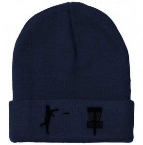 Skullies & Beanies Custom Beanie for Men & Women Disc Golf Sport Embroidery Acrylic Skull Cap Hat - Navy - CO188RS0G45