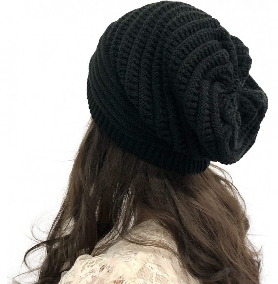 Skullies & Beanies Women Knit Baggy Oversize Slouchy Beanie Hat Warm Hats Winter Wool Knit Ski Beanie Skull Slouchy Caps Hat ...