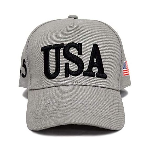 Baseball Caps Make America Great Again Donald Trump Slogan with USA Flag Cap Adjustable Baseball Hat - Grey Usa 45 - C218OQACCDN