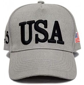 Baseball Caps Make America Great Again Donald Trump Slogan with USA Flag Cap Adjustable Baseball Hat - Grey Usa 45 - C218OQACCDN