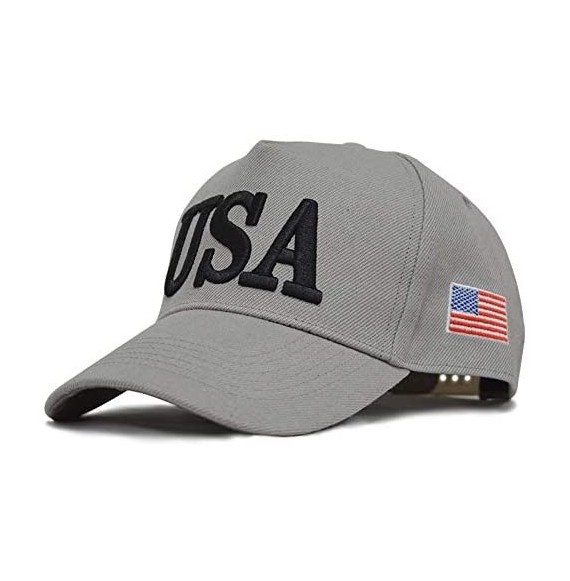 Baseball Caps Make America Great Again Donald Trump Slogan with USA Flag Cap Adjustable Baseball Hat - Grey Usa 45 - C218OQACCDN