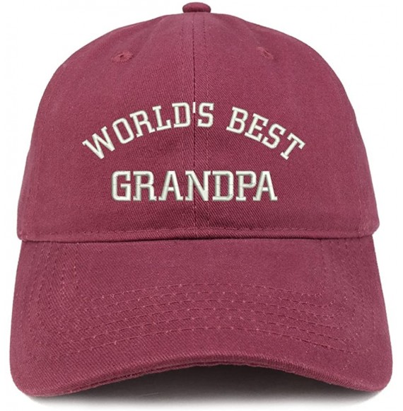 Baseball Caps World's Best Grandpa Embroidered Brushed Cotton Cap - Maroon - CH18CS2Y3MA