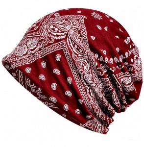 Skullies & Beanies Cotton Fashion Beanies Chemo Caps Cancer Headwear Skull Cap Knitted hat Scarf for Women - Claret - CV18NNM...