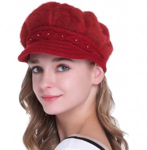 Skullies & Beanies Winter Crochet Newsboy Beanie - Red - CG186C7T258