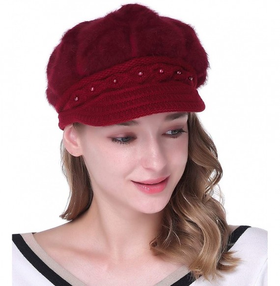 Skullies & Beanies Winter Crochet Newsboy Beanie - Red - CG186C7T258