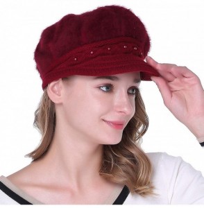 Skullies & Beanies Winter Crochet Newsboy Beanie - Red - CG186C7T258