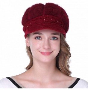 Skullies & Beanies Winter Crochet Newsboy Beanie - Red - CG186C7T258