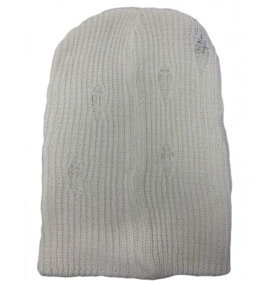 Skullies & Beanies Trendy Warm Soft Stretch Long Beanie - Ht18015white - C818Q0X6YX2