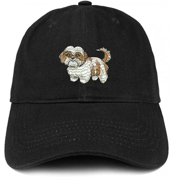 Baseball Caps Shih Tzu Embroidered Unstructured Cotton Dad Hat - Black - CZ18RYNRCOZ