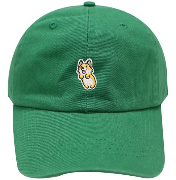 Baseball Caps Cute Welsi Corgi Cotton Baseball Dad Caps - Kelly Green - CW185WIST2E