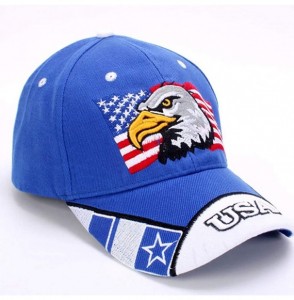 Baseball Caps American Flag USA Eagle Baseball Hat Cap for Women Men Adjustable 3D Embroidered - Blue - CX18RD8GMW9