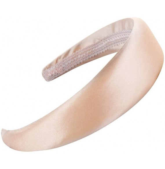 Headbands Satin Sponge Hairband Women Girls Wide Headband Thick Hair Accessories Hair Head Hoop - Beige - C218XERKCXX