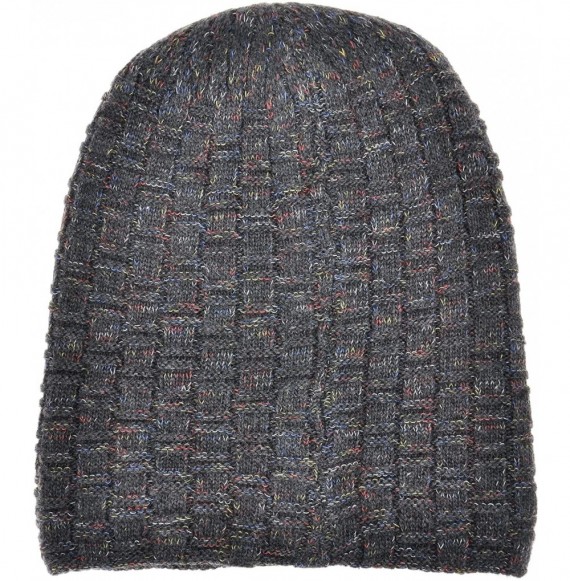 Skullies & Beanies Unisex Trendy Double Layers Reversible Warm Oversized Cable Knit Slouchy Beanie - Grey - CI186XSER0X