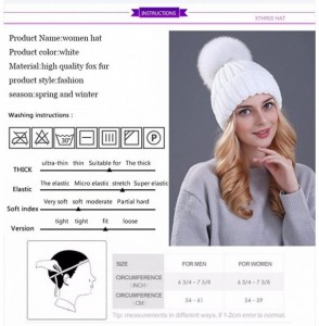 Skullies & Beanies Winter Women's Genuine Fox Fur Pom Pom Trend Wool Knitted Beanie Hat - Grey - CP186IAIHQM