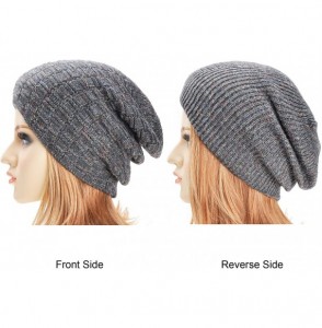 Skullies & Beanies Unisex Trendy Double Layers Reversible Warm Oversized Cable Knit Slouchy Beanie - Grey - CI186XSER0X