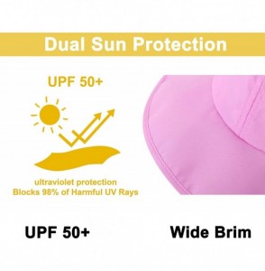 Sun Hats Toddler's Adjustable UPF 50+ Sun Protection Wide Brim Travel Hat - Pink - CJ193ZWISGL