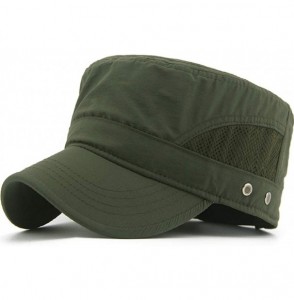 Baseball Caps Mens Womens Quick Dry Cadet Cap Waterproof Army Military Hat Flat Top Caps Mesh Inner - B-green - C918X8K58NX