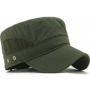 Baseball Caps Mens Womens Quick Dry Cadet Cap Waterproof Army Military Hat Flat Top Caps Mesh Inner - B-green - C918X8K58NX