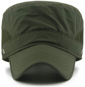 Baseball Caps Mens Womens Quick Dry Cadet Cap Waterproof Army Military Hat Flat Top Caps Mesh Inner - B-green - C918X8K58NX