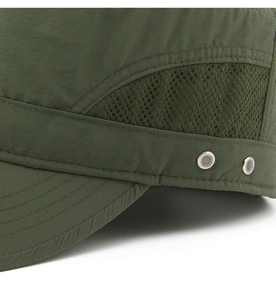 Baseball Caps Mens Womens Quick Dry Cadet Cap Waterproof Army Military Hat Flat Top Caps Mesh Inner - B-green - C918X8K58NX