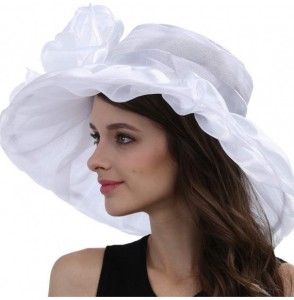 Sun Hats Women Kentucky Derby Ascot Girls Tea Party Dress Church Lace Hats - White - CQ12526SAQD