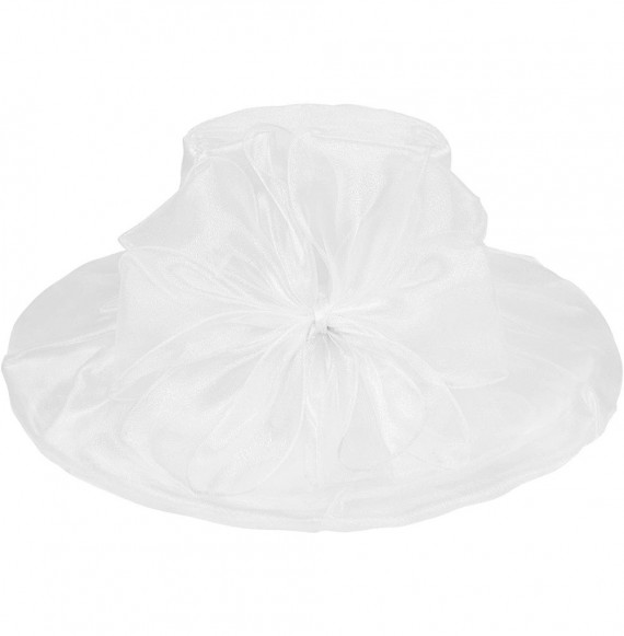 Sun Hats Women Kentucky Derby Ascot Girls Tea Party Dress Church Lace Hats - White - CQ12526SAQD